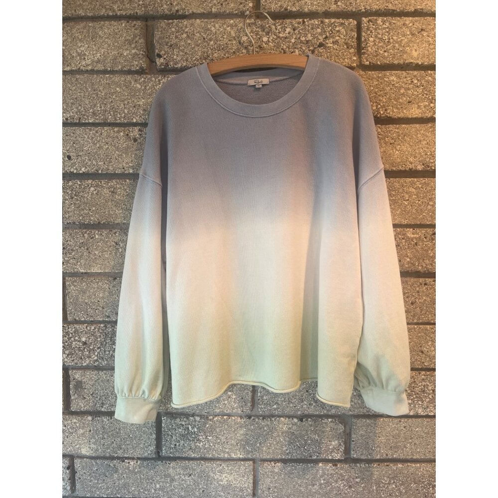 Rails Womens Gradient Crewneck Sweatshirt M Cotton Blend Blue & Cream Long Sleev